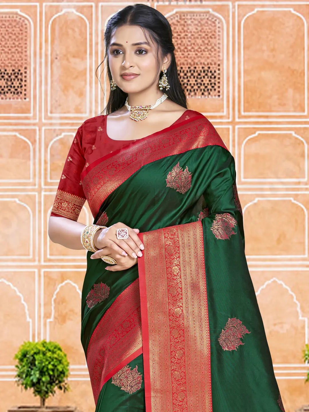 Dark Green Silk Saree