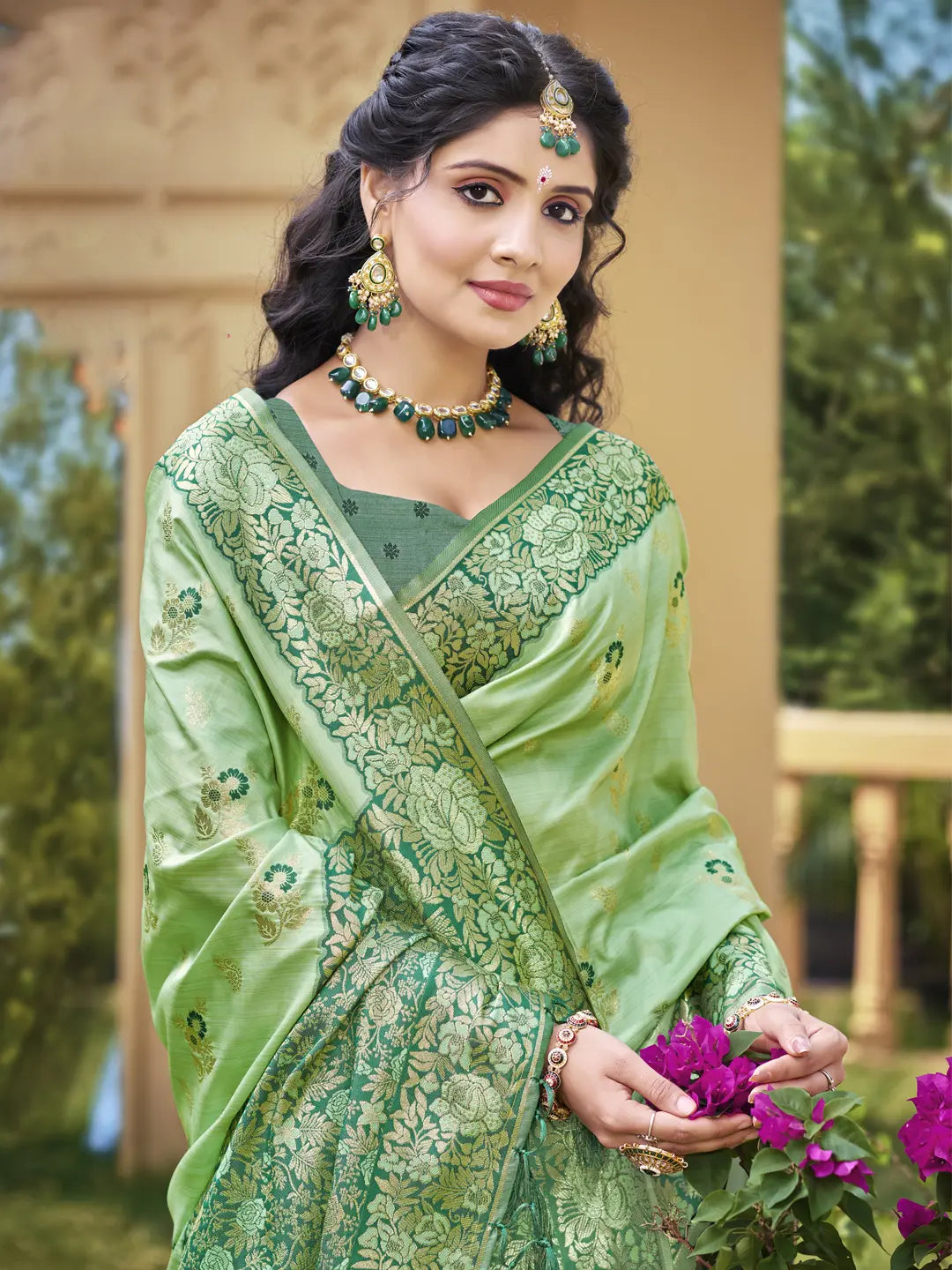 Light Green Banarasi Silk Saree