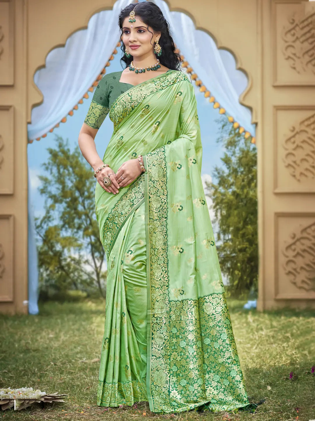 Light Green Banarasi Silk Saree