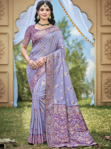 Purple Banarasi Silk Saree