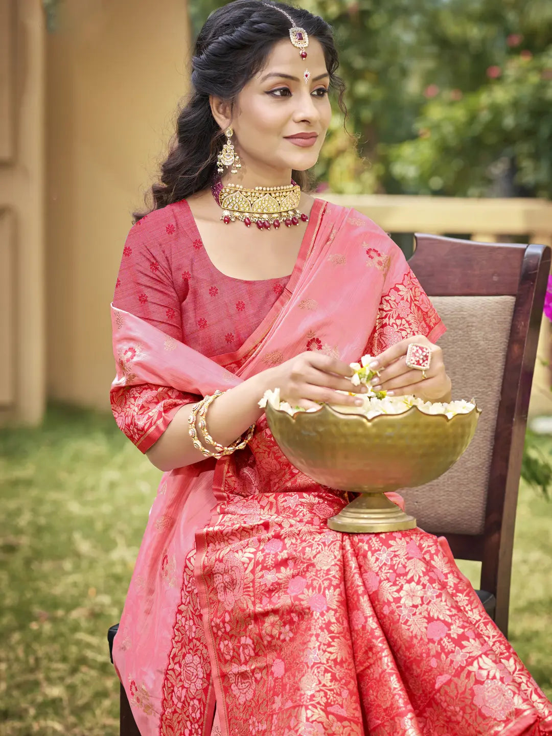 Light Pink Banarasi Silk Saree