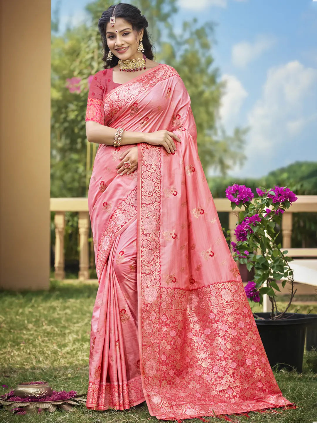 Light Pink Banarasi Silk Saree