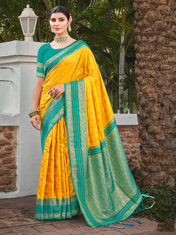 Sangam Yellow Silk Saree