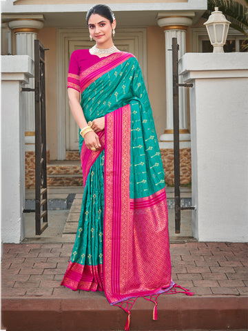 Sangam Sea Green Silk Saree