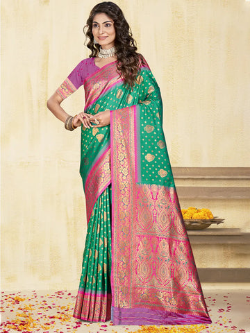 Teal Green Silk Saree