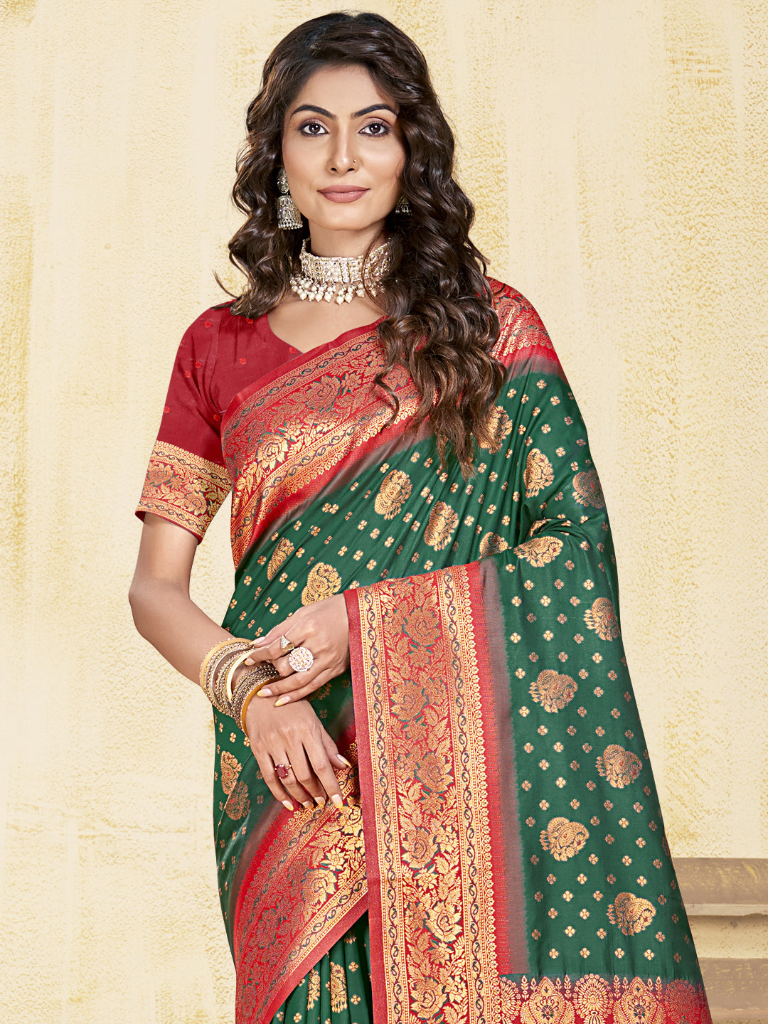 Dark Green Silk Saree