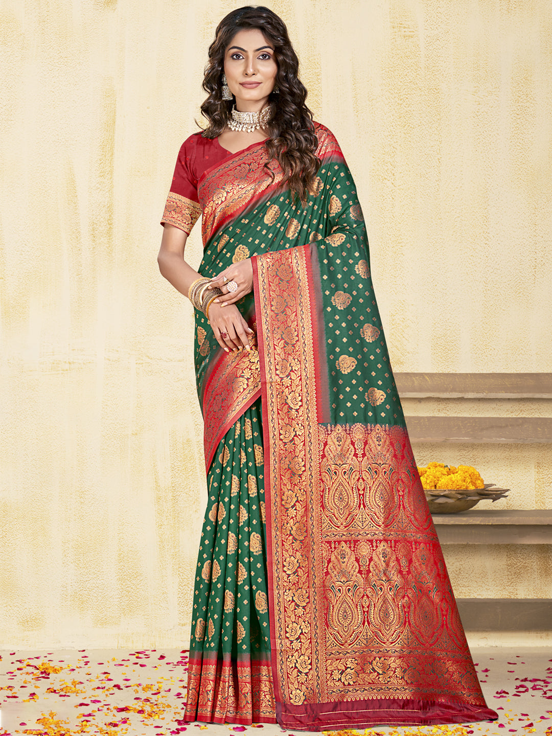 Dark Green Silk Saree