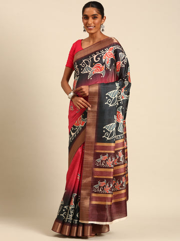 Multi Color Cotton Digital Printed Saree