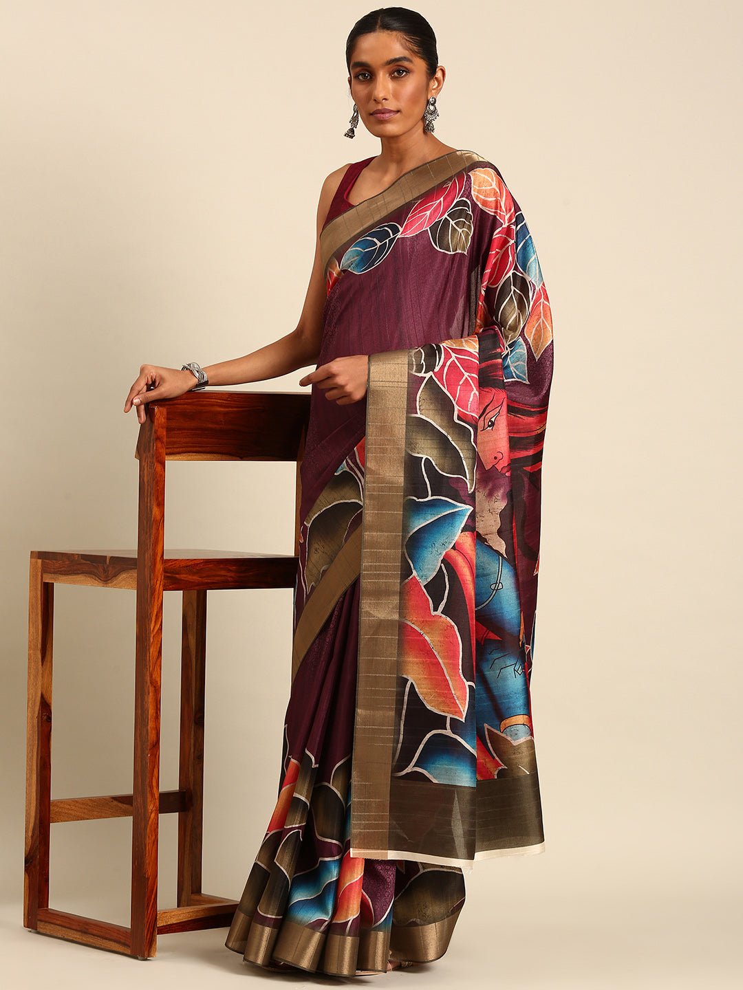 Multi Color Cotton Digital Printed Saree