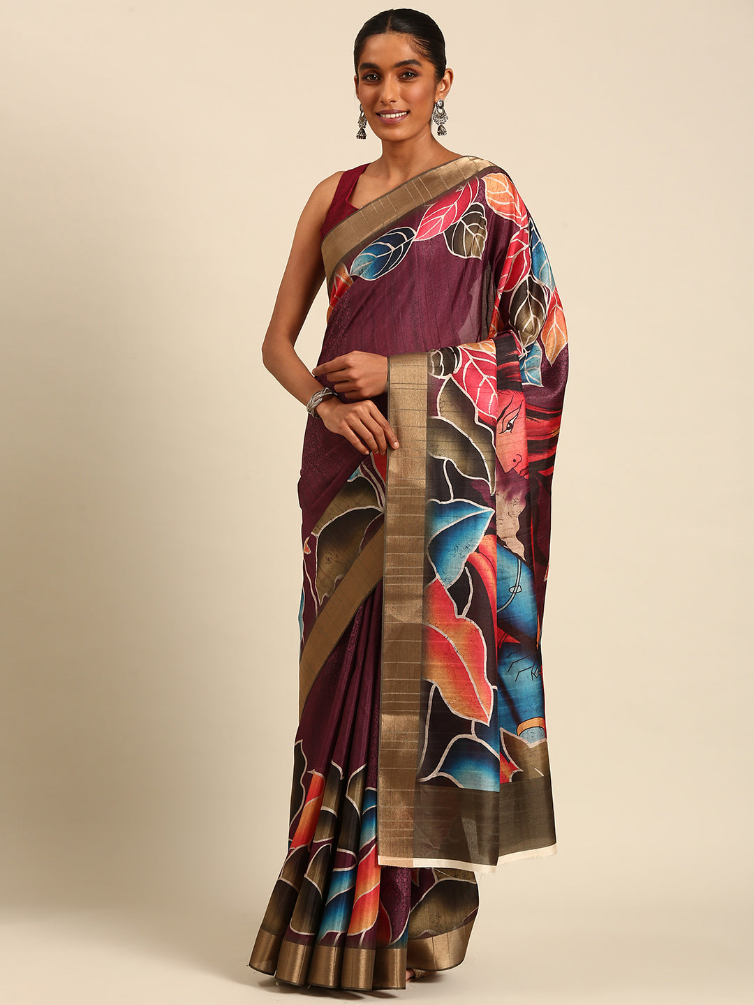 Multi Color Cotton Digital Printed Saree