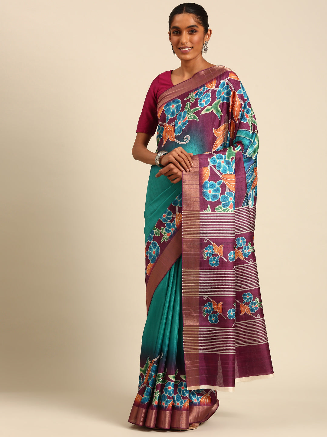 Multi Color Cotton Digital Printed Saree