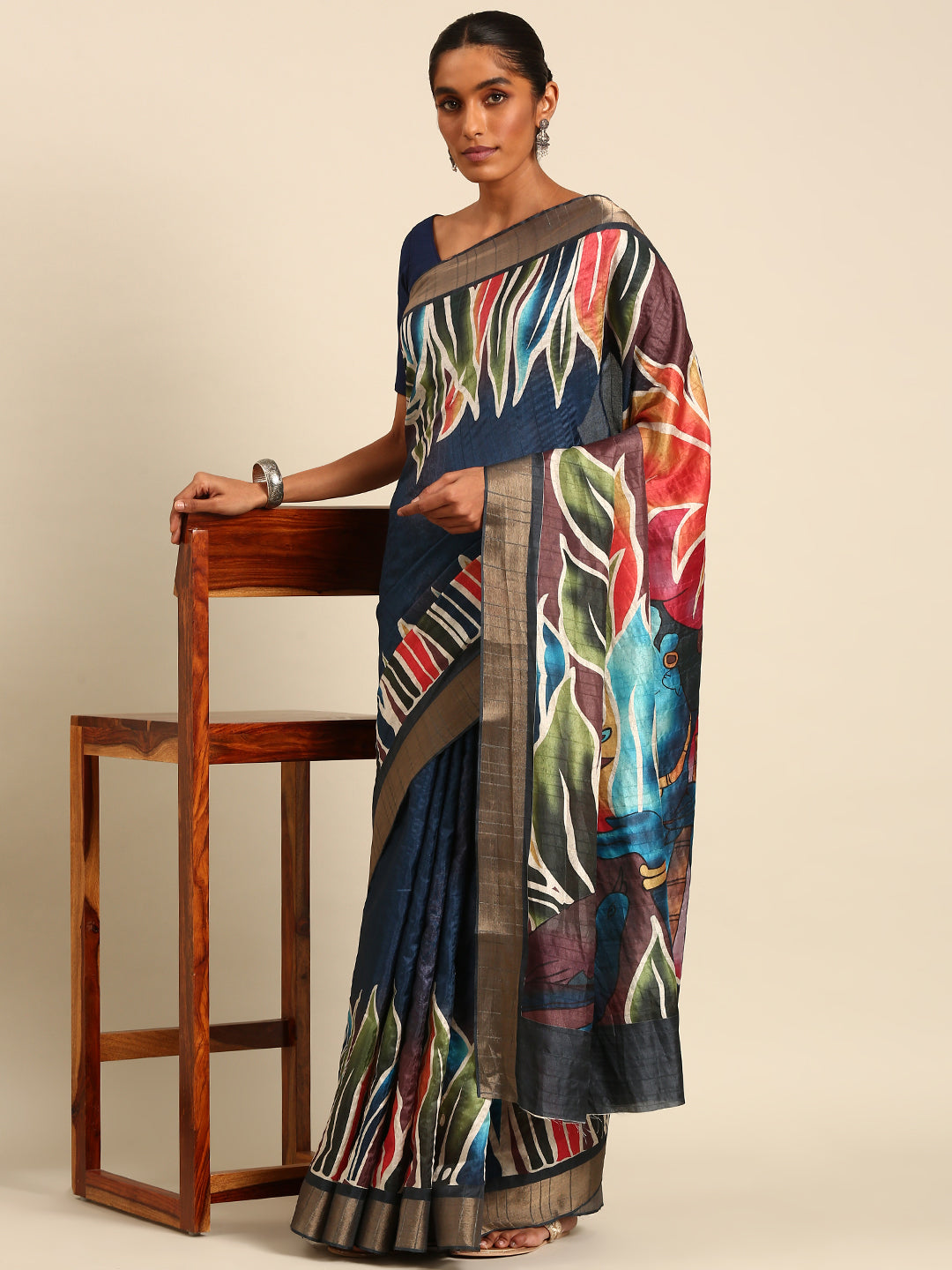 Multi Color Cotton Digital Printed Saree