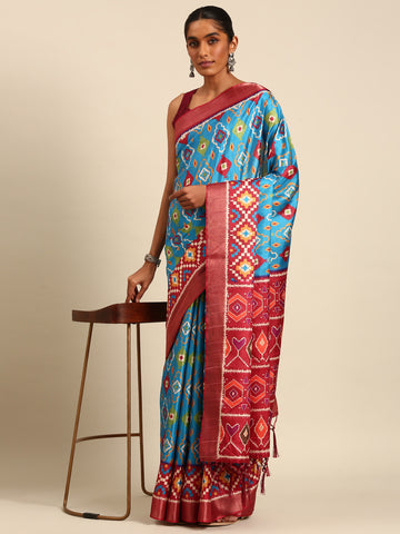 Multi Color Cotton Digital Printed Saree