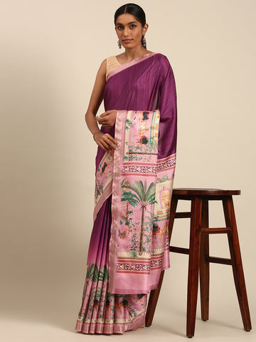 Magenta Pink Cotton Saree