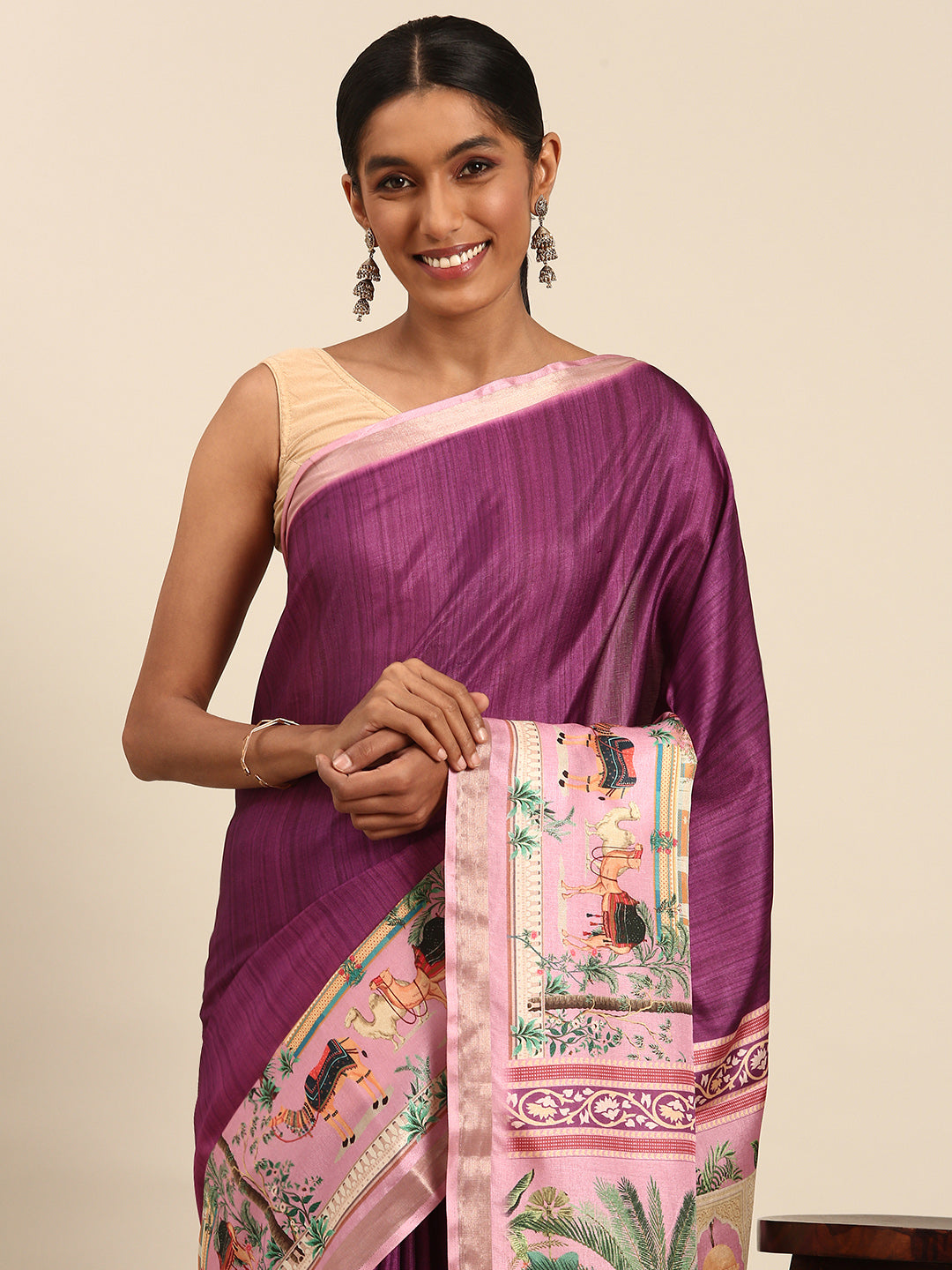 Magenta Pink Cotton Saree