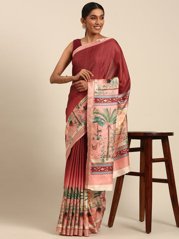 Pink Cotton Saree