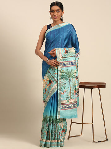 Sky Blue Cotton Saree