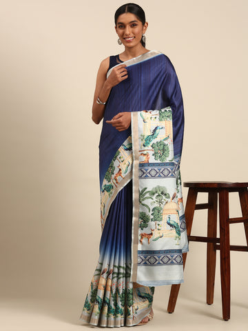 Blue Cotton Saree