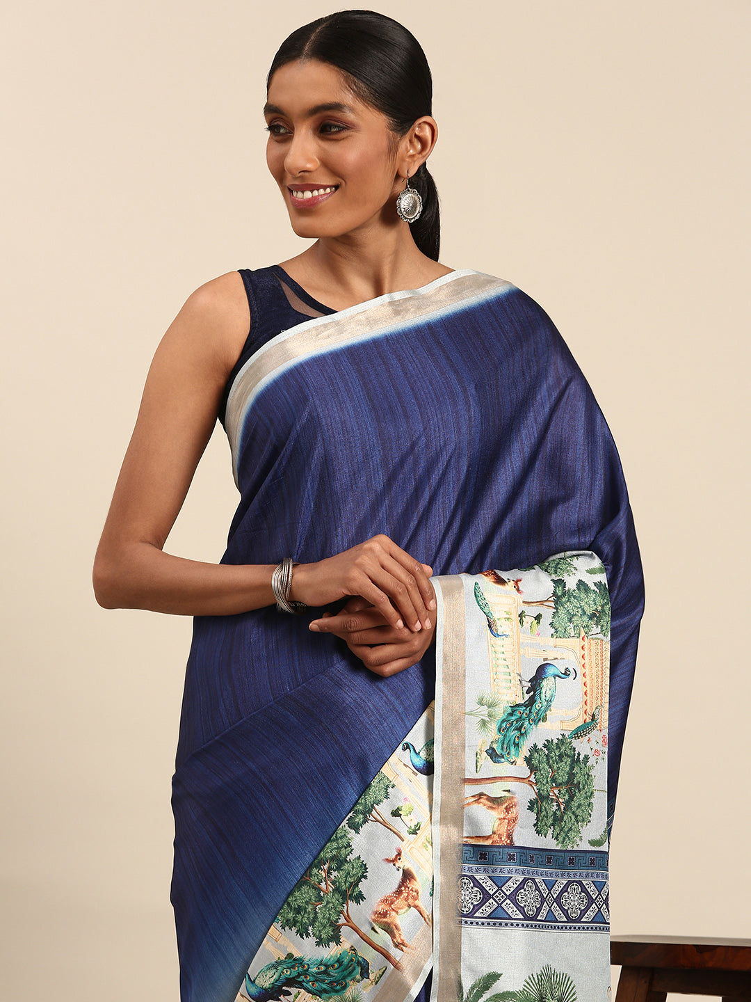 Blue Cotton Saree