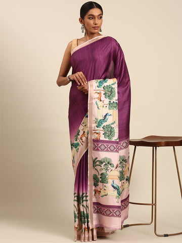 Purple Cotton Saree