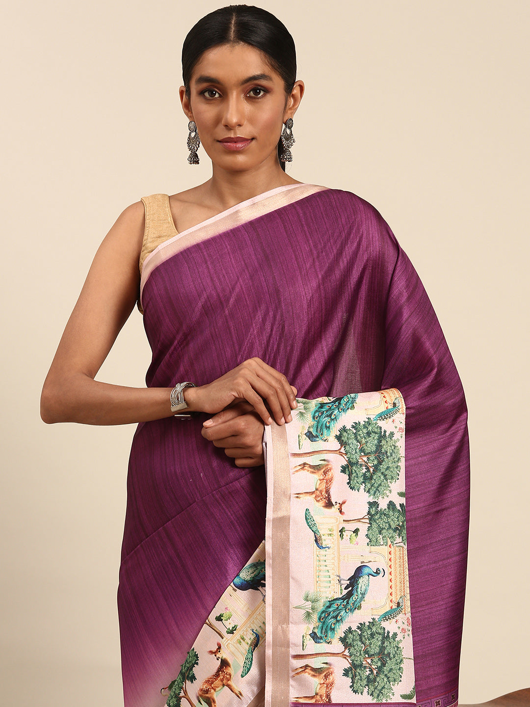 Purple Cotton Saree