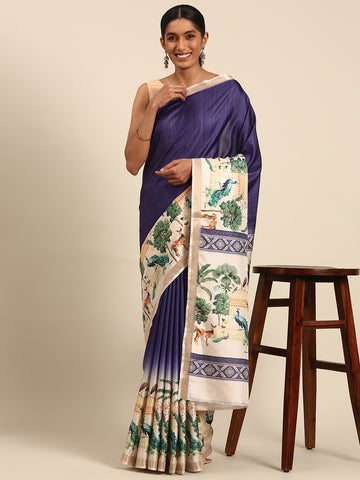 Royal Blue Cotton Saree