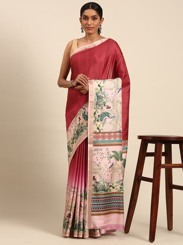 Pink Cotton Saree