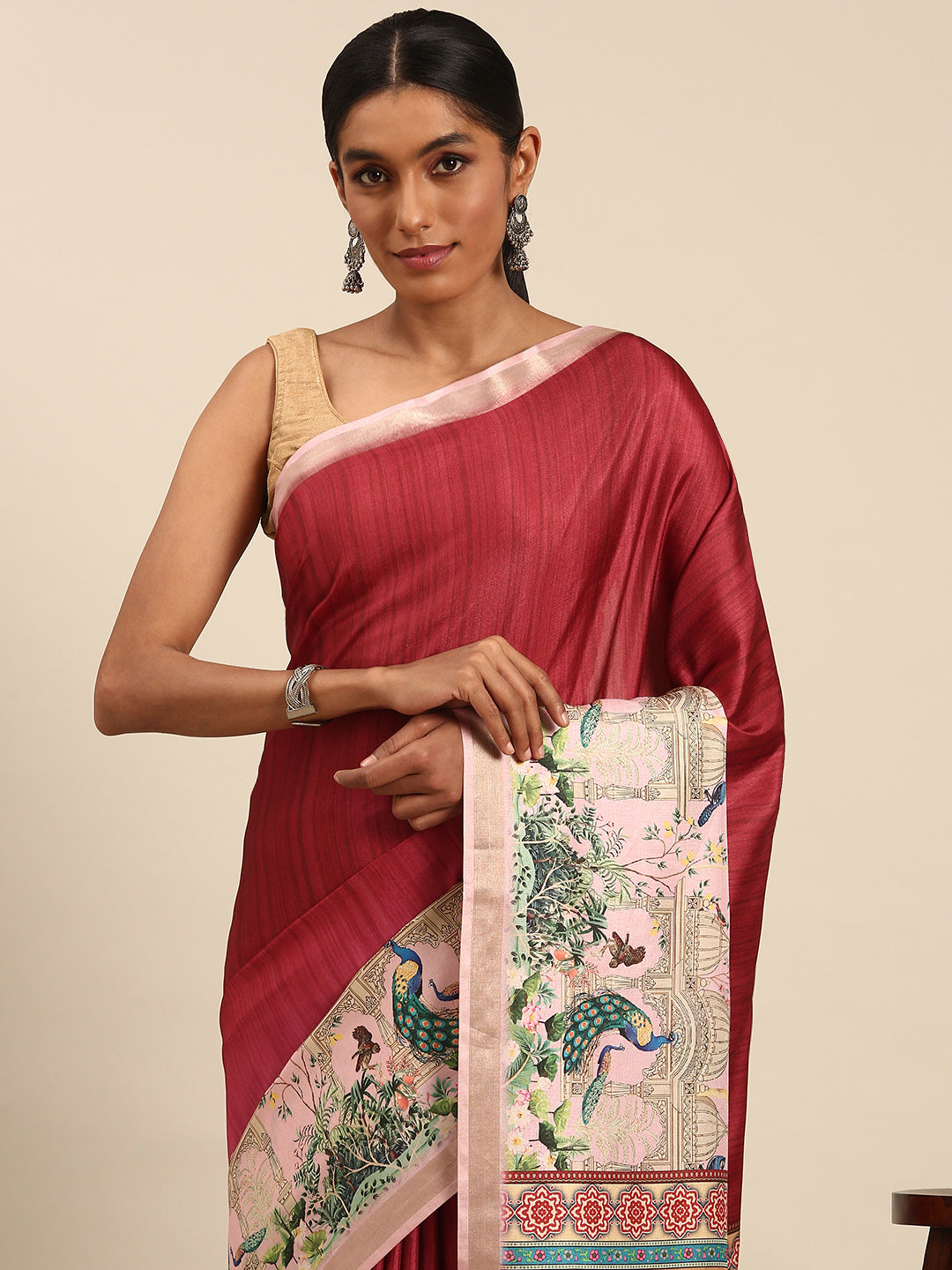 Pink Cotton Saree