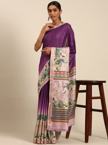 Purple Cotton Saree