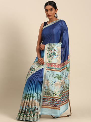 Blue Cotton Saree