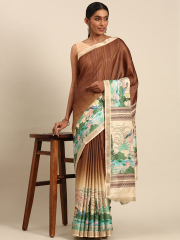 Brown Cotton Saree