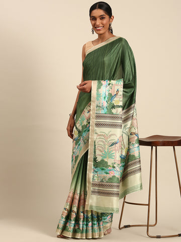 Green Cotton Saree