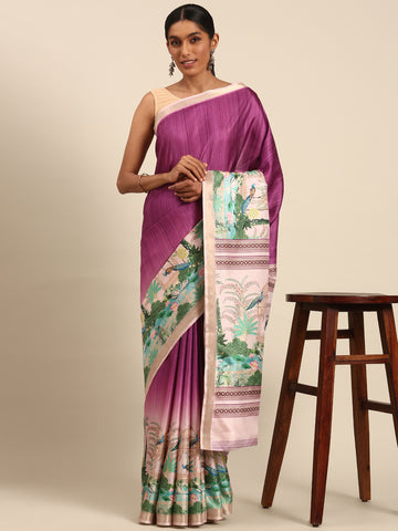 Purple Cotton Saree