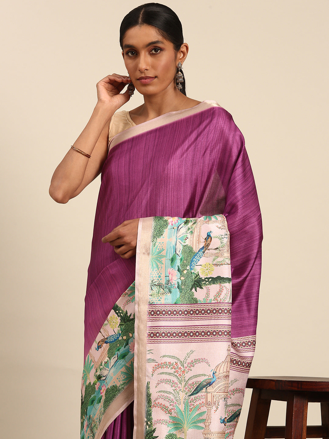 Purple Cotton Saree