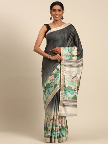 Gray Cotton Saree