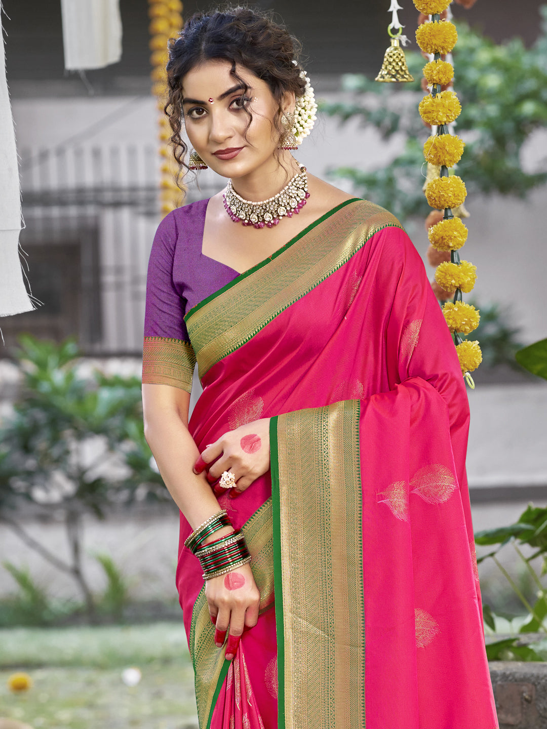 Magenta Pink Silk Saree