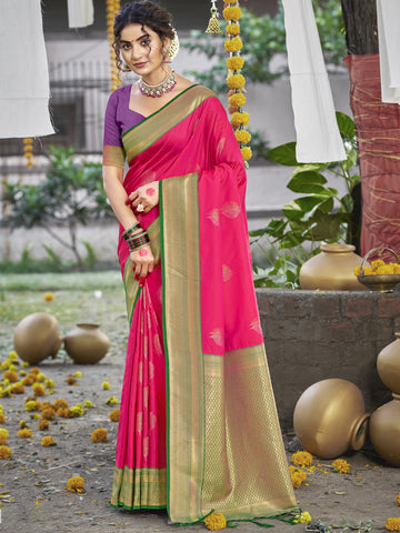 Magenta Pink Silk Saree