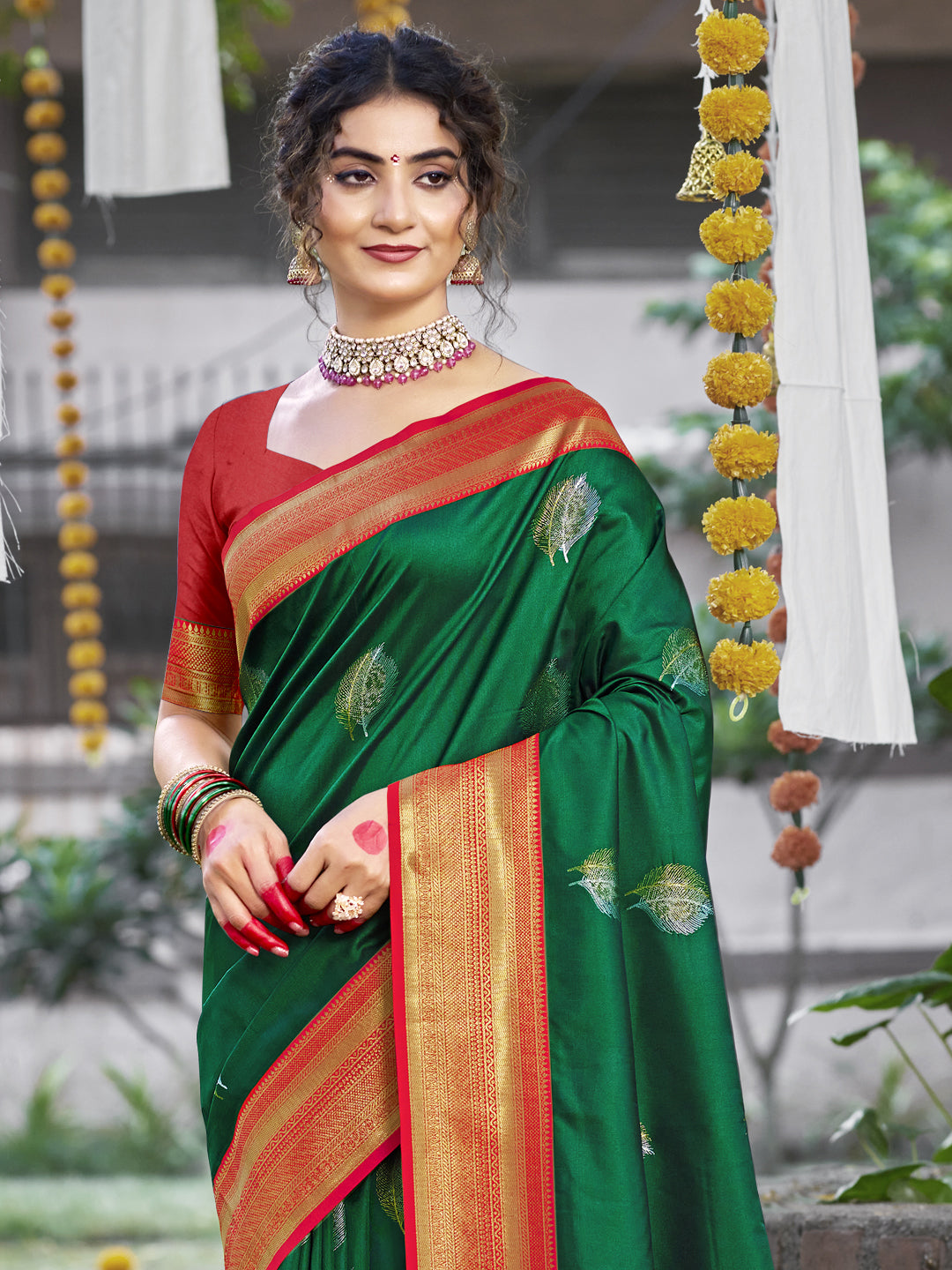 Dark Green Silk Saree