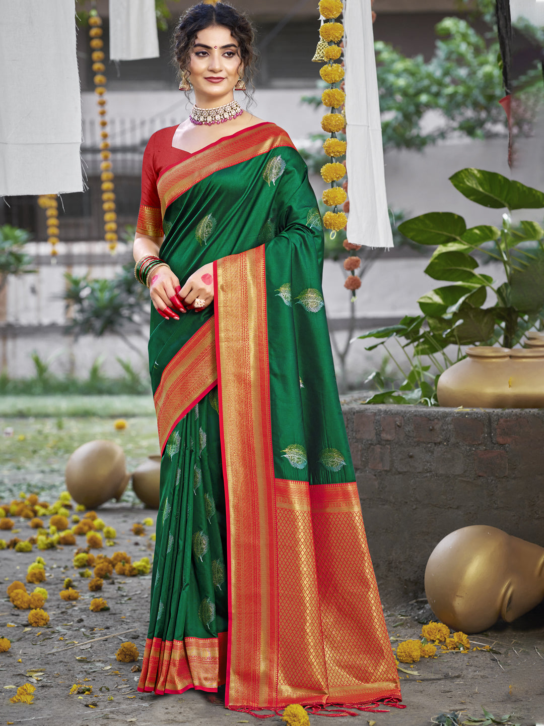 Dark Green Silk Saree