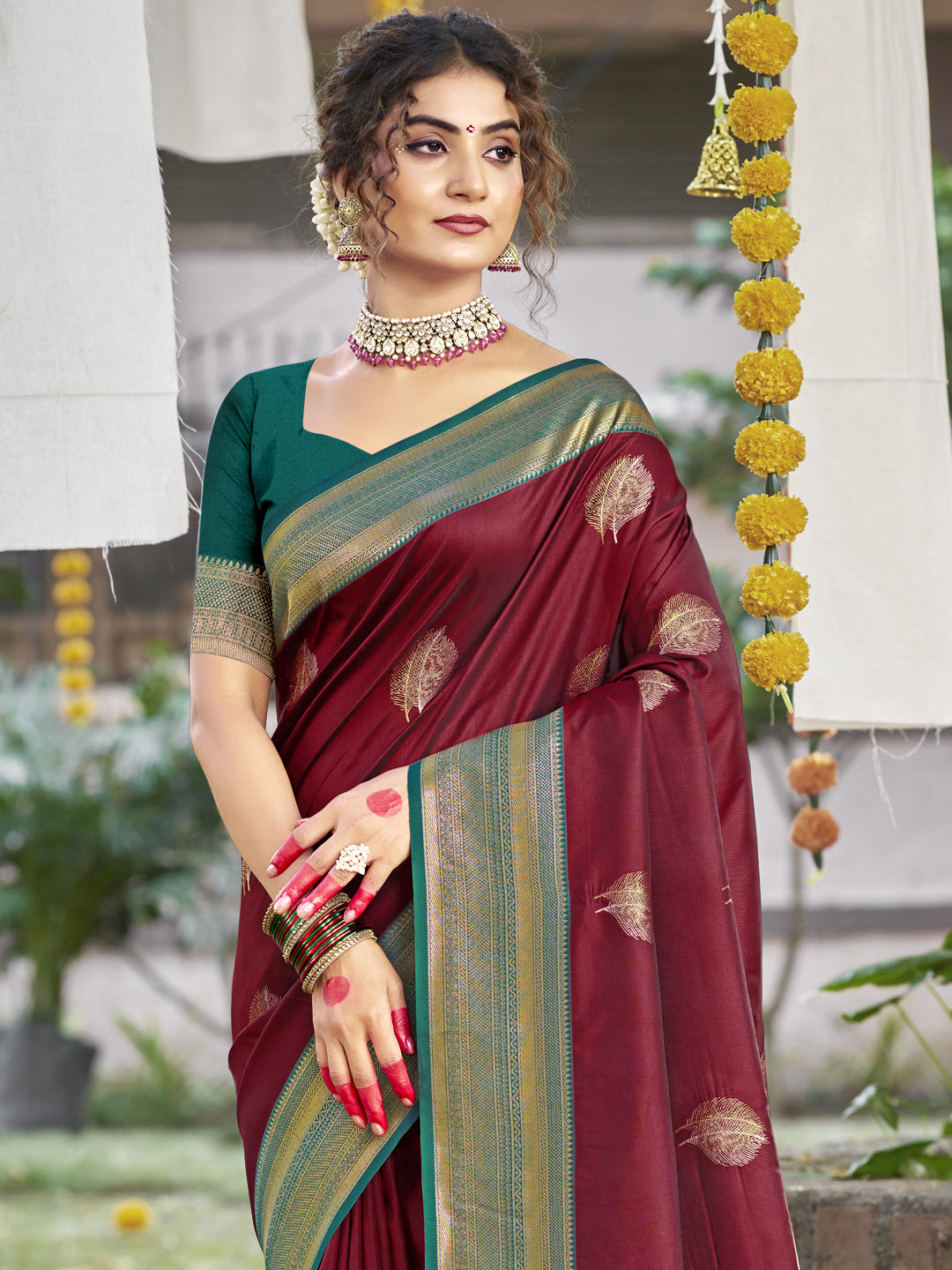 Maroon Silk Saree