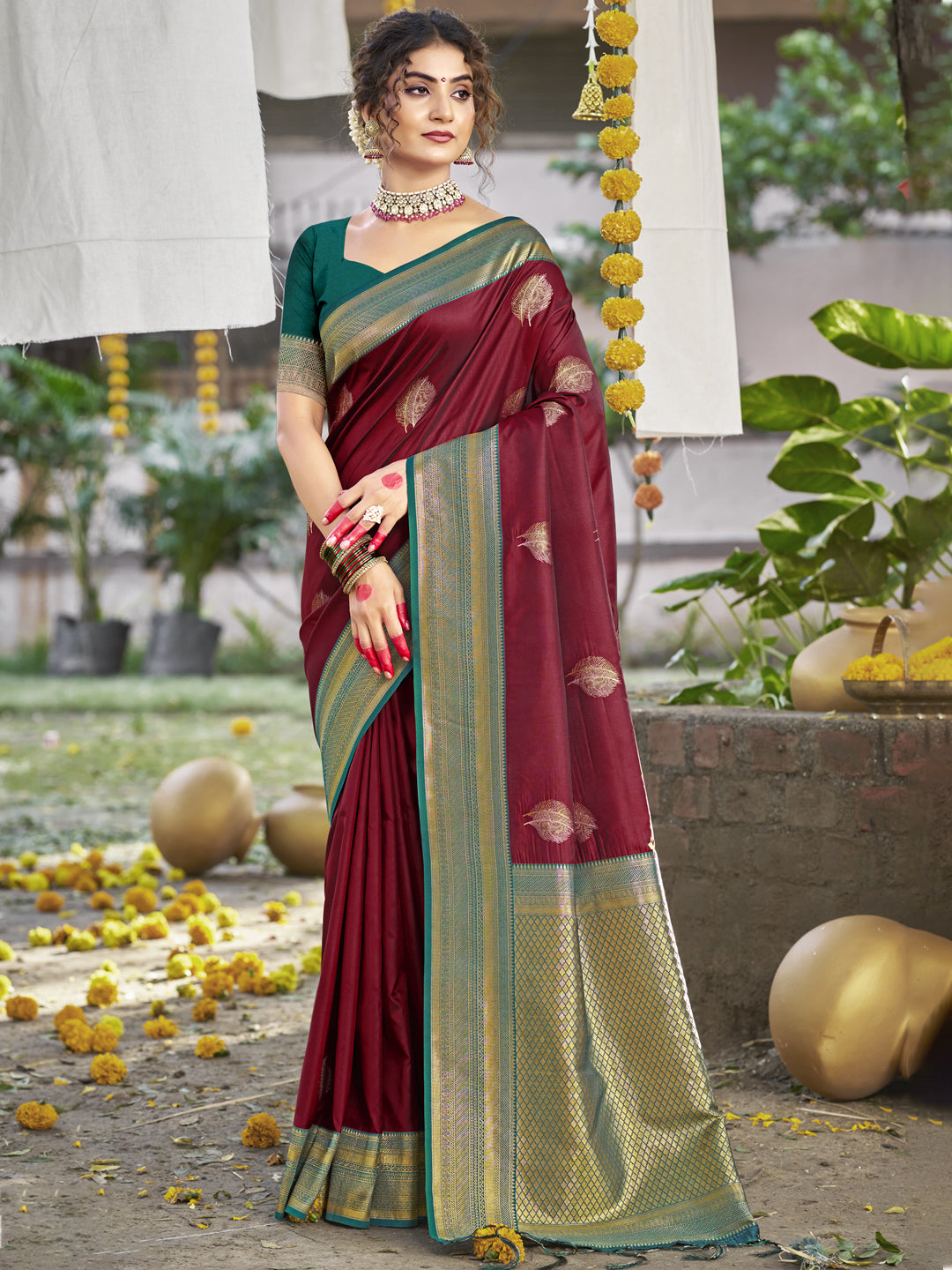 Maroon Silk Saree