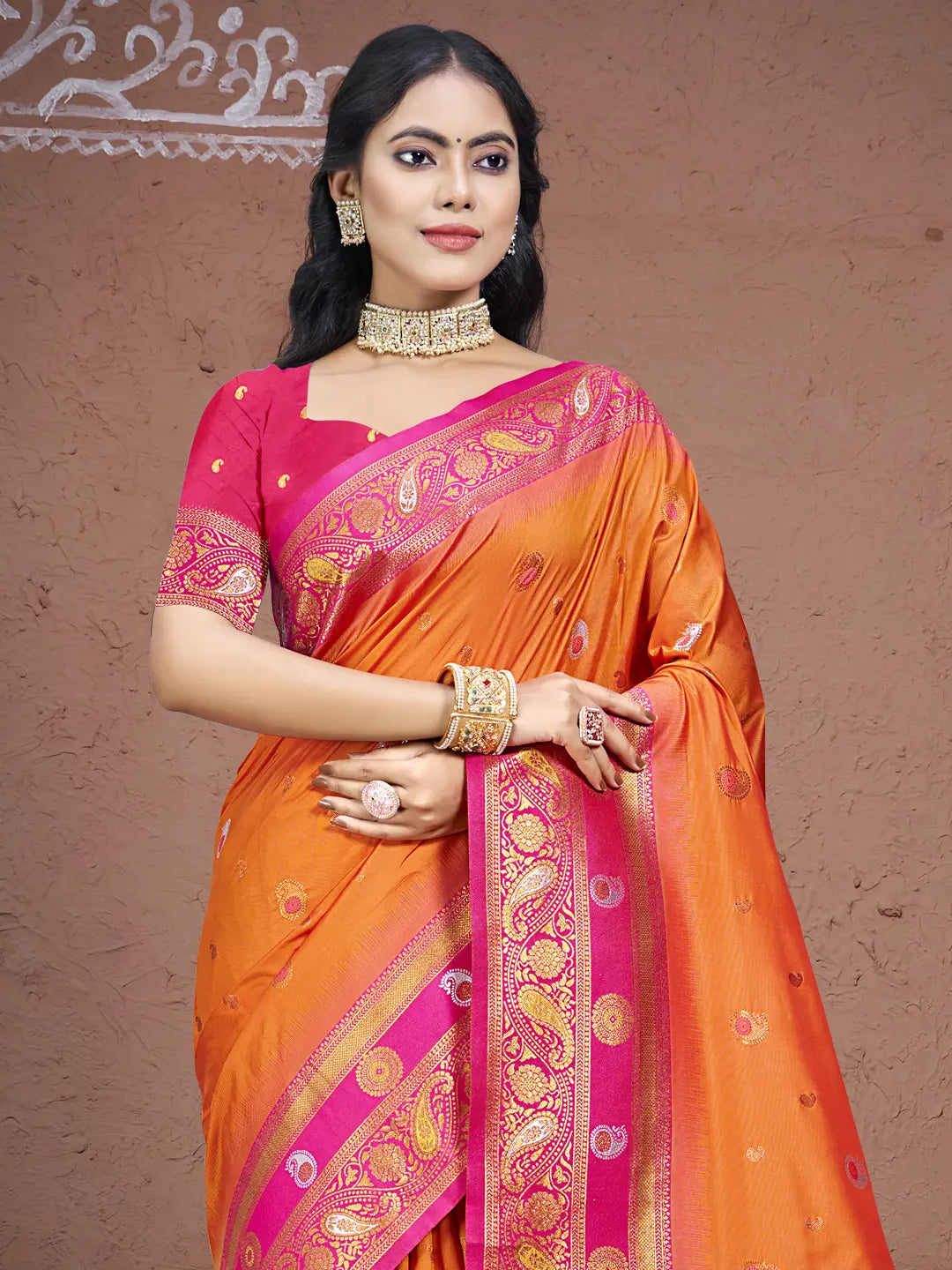 Orange Silk Saree