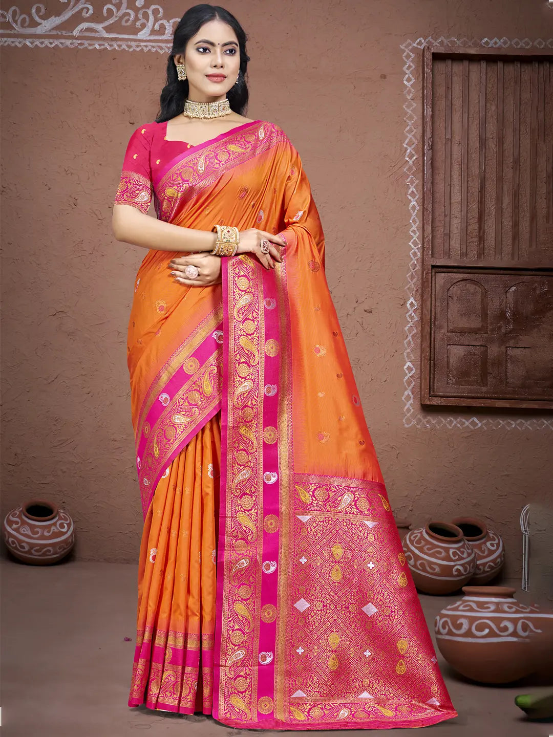 Orange Silk Saree