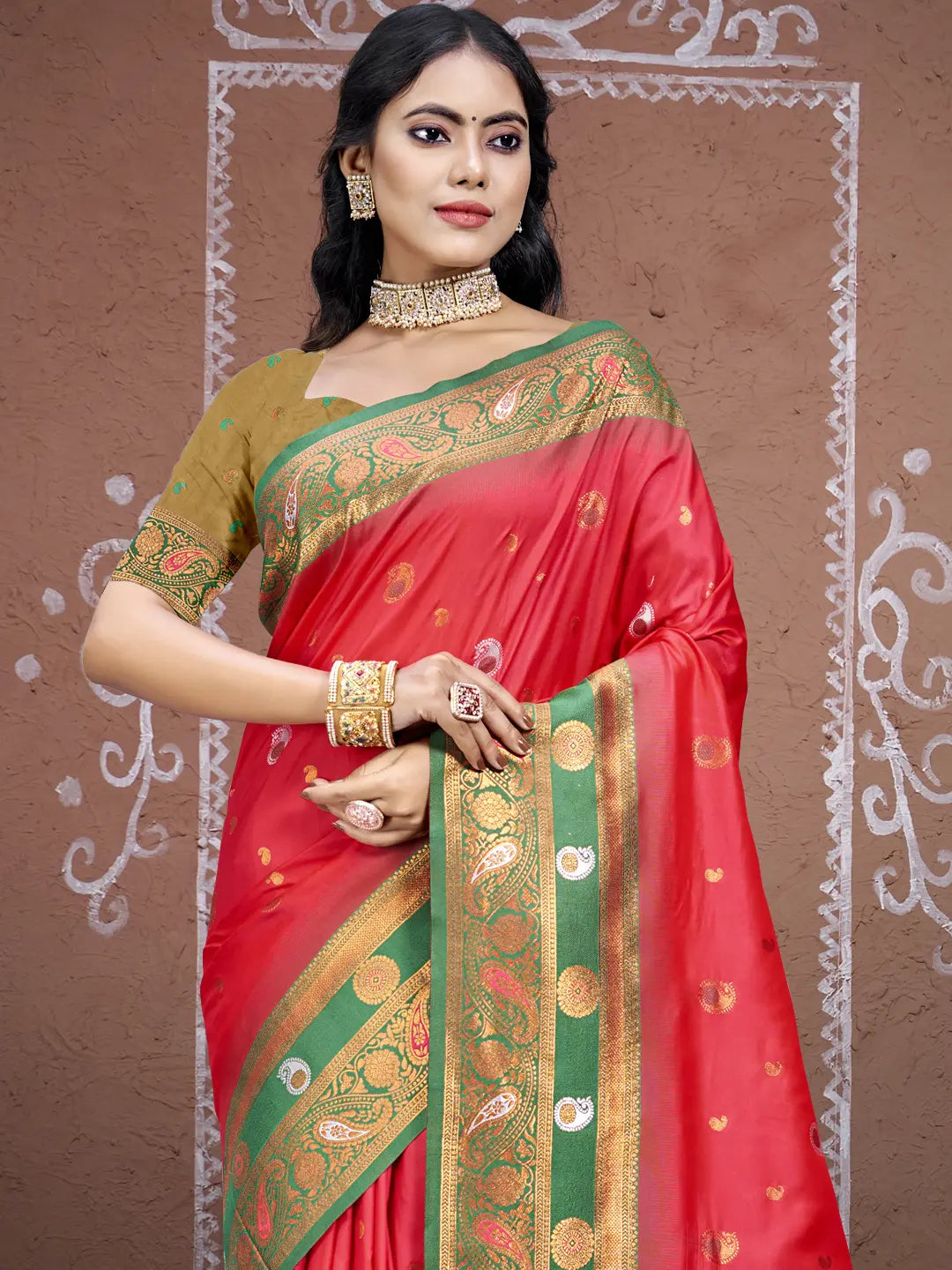 Dark Pink Silk Saree