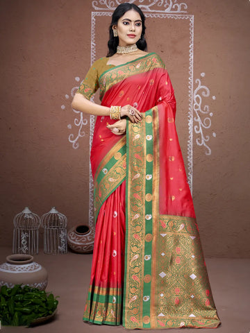 Dark Pink Silk Saree