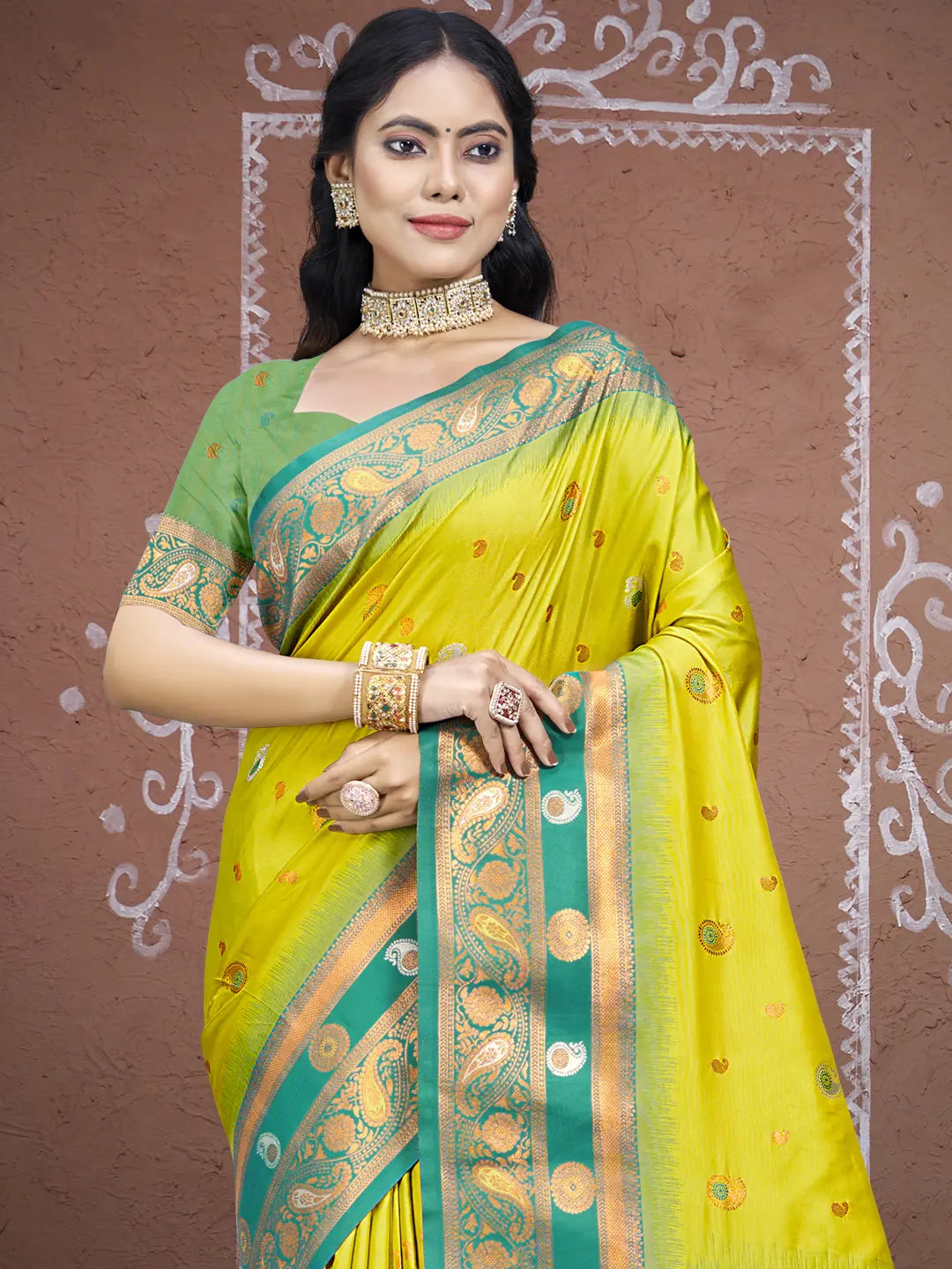 Parrot Green Silk Saree