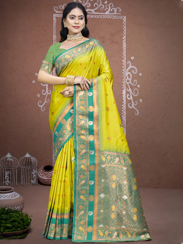 Parrot Green Silk Saree