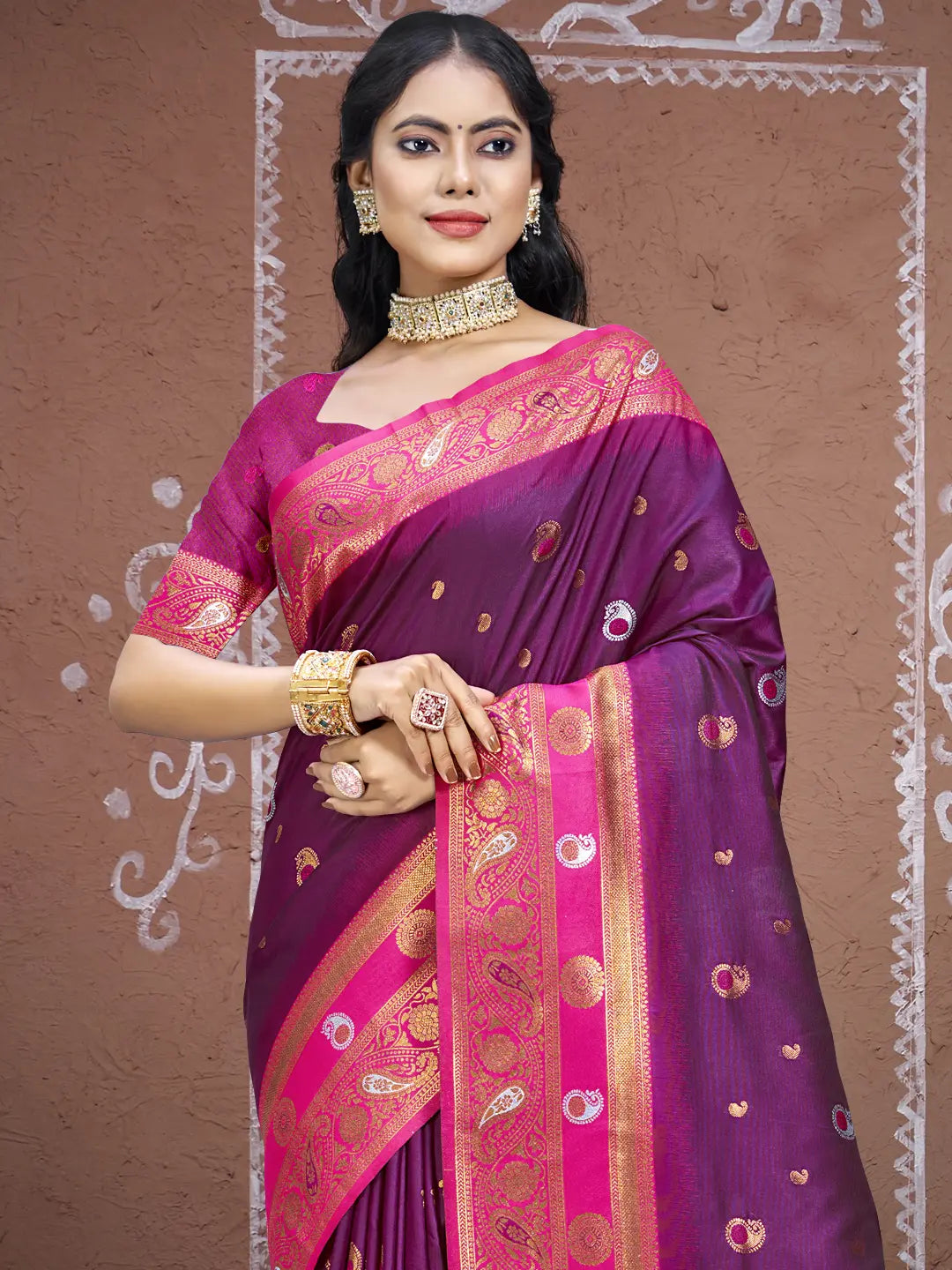 Wine Silk Saree