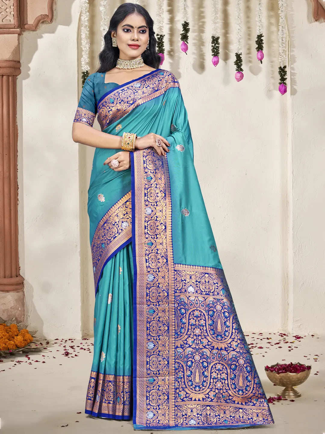 Sky Blue Silk Saree