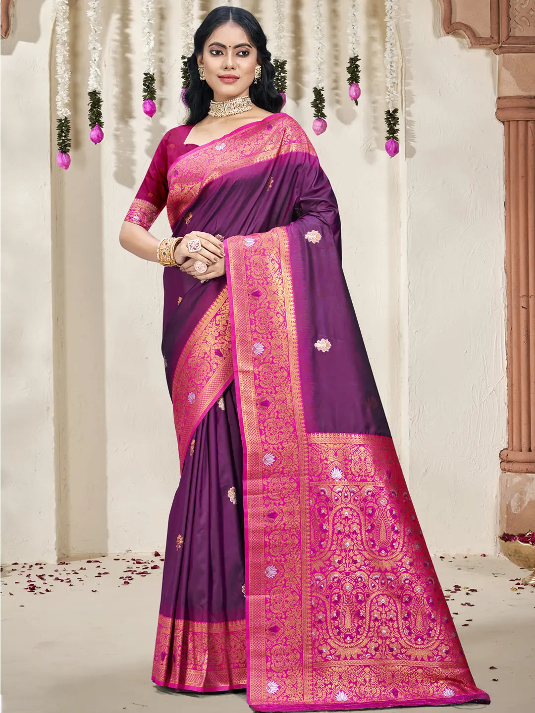 Wine Silk Saree